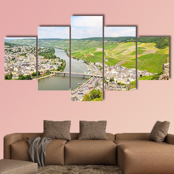 River Mosel In Summer Canvas Wall Art-5 Star-Gallery Wrap-62" x 32"-Tiaracle