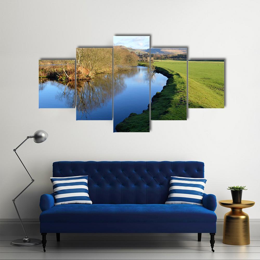 River Tame In Friezland Oldham Canvas Wall Art-5 Star-Gallery Wrap-62" x 32"-Tiaracle