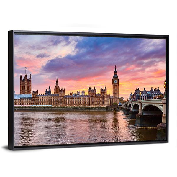 River Thames Canvas Wall Art-3 Horizontal-Gallery Wrap-25" x 16"-Tiaracle
