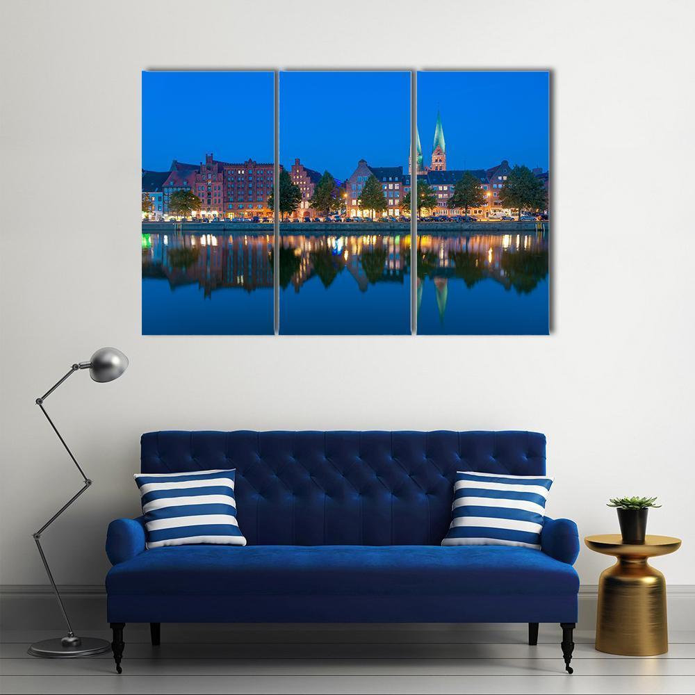 River Untertrave With Church Canvas Wall Art-3 Horizontal-Gallery Wrap-37" x 24"-Tiaracle