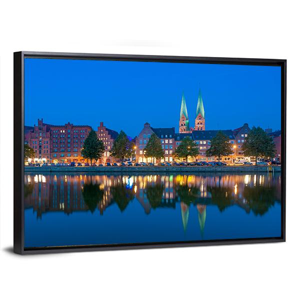 River Untertrave With Church Canvas Wall Art-3 Horizontal-Gallery Wrap-25" x 16"-Tiaracle