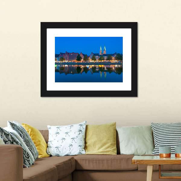River Untertrave With Church Canvas Wall Art-1 Piece-Framed Print-20" x 16"-Tiaracle