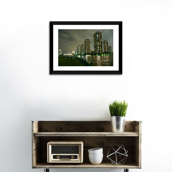 Riverside Promenade Japan Canvas Wall Art-1 Piece-Framed Print-20" x 16"-Tiaracle