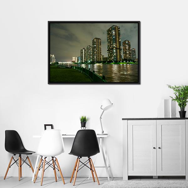 Riverside Promenade Japan Canvas Wall Art-3 Horizontal-Gallery Wrap-25" x 16"-Tiaracle