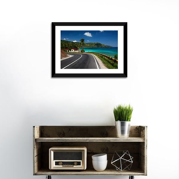 Road Along Tropical Coastline Canvas Wall Art-1 Piece-Framed Print-20" x 16"-Tiaracle