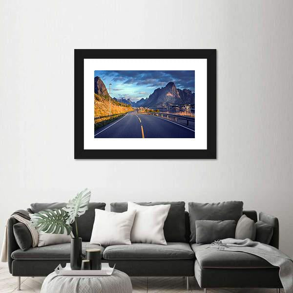 Road By The Sea In Lofoten Islands Canvas Wall Art-3 Horizontal-Gallery Wrap-25" x 16"-Tiaracle
