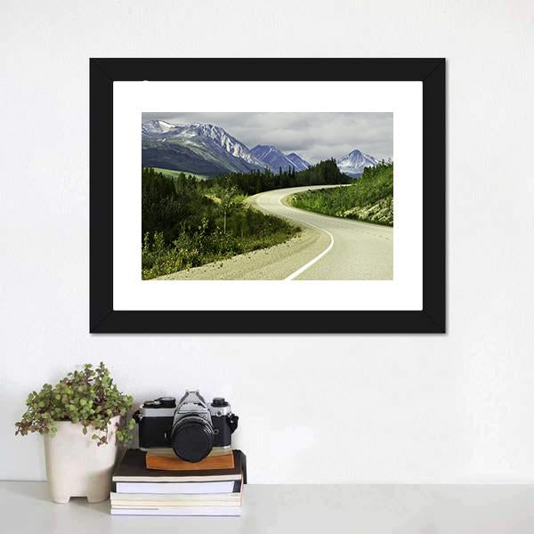 Road In Mountain Alaska Canvas Wall Art-3 Horizontal-Gallery Wrap-25" x 16"-Tiaracle