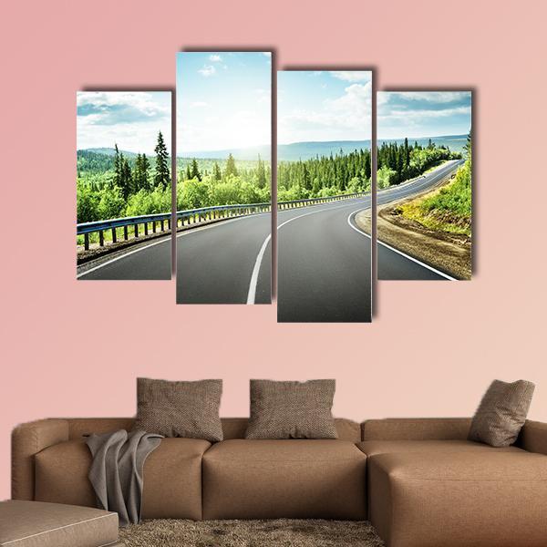 Road In North Mountains Canvas Wall Art-4 Pop-Gallery Wrap-50" x 32"-Tiaracle