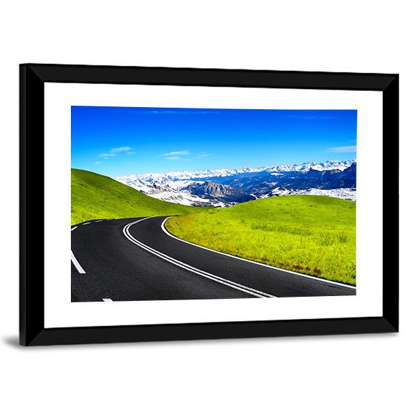 Road Leading To Mountain Canvas Wall Art-3 Horizontal-Gallery Wrap-25" x 16"-Tiaracle
