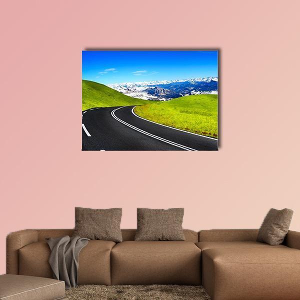 Road Leading To Mountain Canvas Wall Art-1 Piece-Gallery Wrap-48" x 32"-Tiaracle