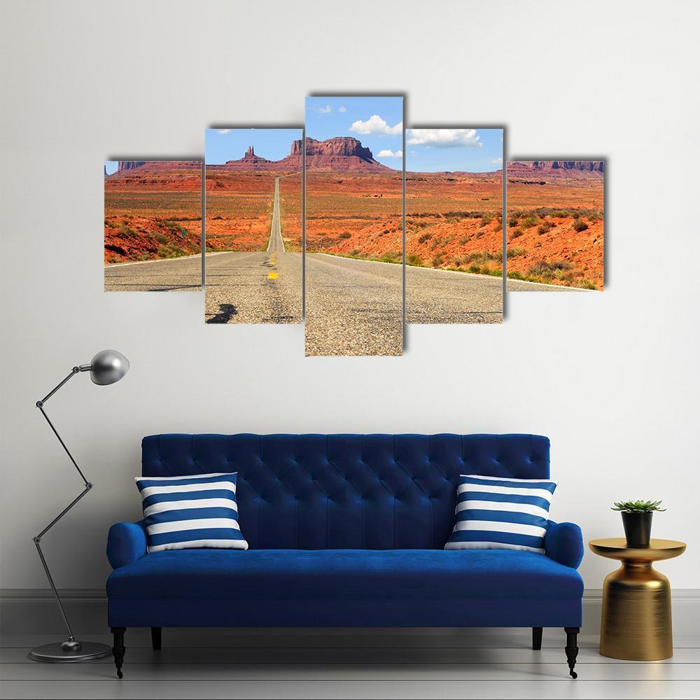 Road Level View Of Utah State Route Canvas Wall Art-5 Star-Gallery Wrap-62" x 32"-Tiaracle