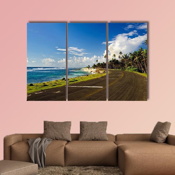 Road On Caribbean Coast In San Andres Colombia Canvas Wall Art-3 Horizontal-Gallery Wrap-37" x 24"-Tiaracle