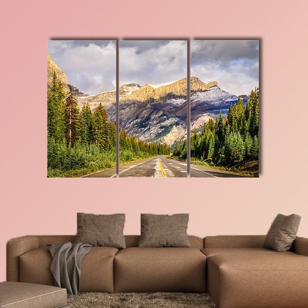 Road On Icefields Parkway In Canada Canvas Wall Art-3 Horizontal-Gallery Wrap-37" x 24"-Tiaracle