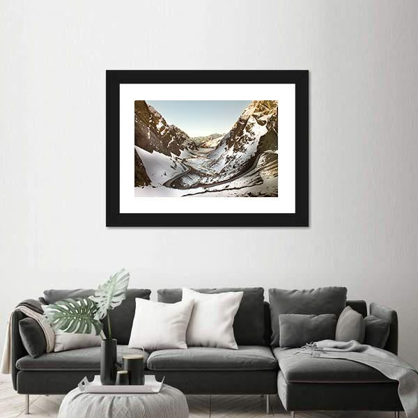 Road To Andina Copper Mine In chilean Andes Canvas Wall Art-3 Horizontal-Gallery Wrap-25" x 16"-Tiaracle