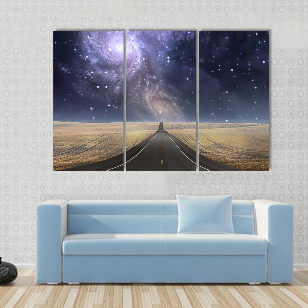 Road to Galaxy Canvas Wall Art-3 Horizontal-Gallery Wrap-37" x 24"-Tiaracle