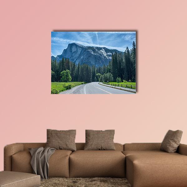 Road To Half Dome In Yosemite Valley Canvas Wall Art-1 Piece-Gallery Wrap-48" x 32"-Tiaracle