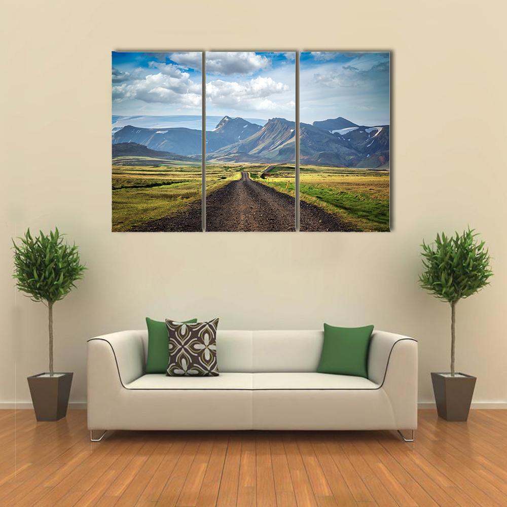 Road To Mountains Iceland Canvas Wall Art-3 Horizontal-Gallery Wrap-37" x 24"-Tiaracle