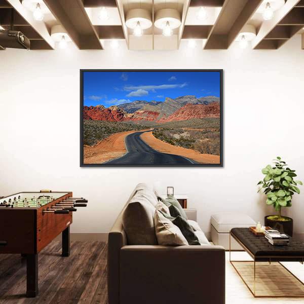 Road To Red Rock Canyon Canvas Wall Art-1 Piece-Floating Frame-24" x 16"-Tiaracle