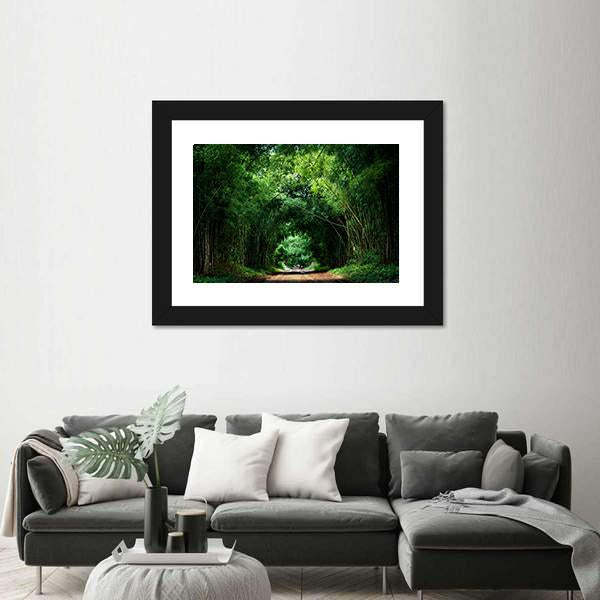 Road With Bamboo Canvas Wall Art-3 Horizontal-Gallery Wrap-25" x 16"-Tiaracle