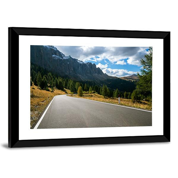 Road With Trees Forest And Mountains Canvas Wall Art-3 Horizontal-Gallery Wrap-25" x 16"-Tiaracle