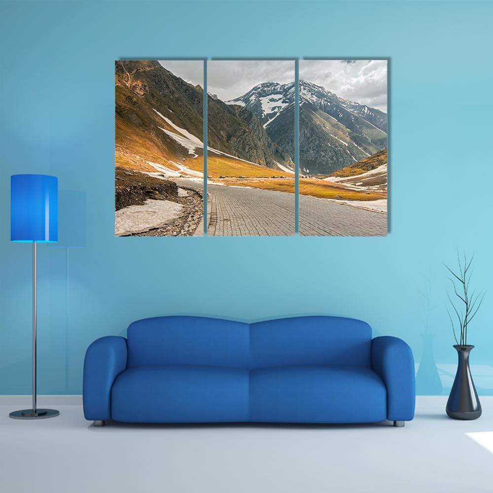 Roads Winding Up Towards High Himalayan Mountain Canvas Wall Art-3 Horizontal-Gallery Wrap-37" x 24"-Tiaracle