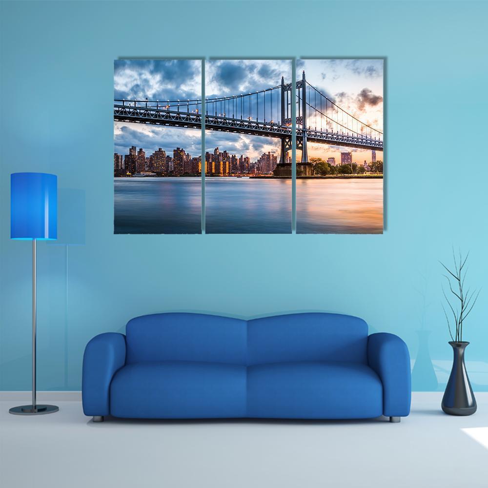 Robert F Kennedy Bridge Canvas Wall Art-3 Horizontal-Gallery Wrap-37" x 24"-Tiaracle