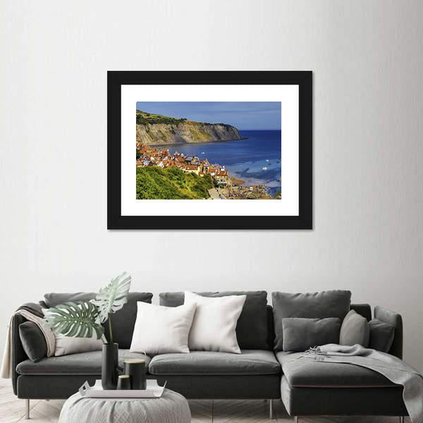 Robin Hoods Bay Village Canvas Wall Art-3 Horizontal-Gallery Wrap-25" x 16"-Tiaracle