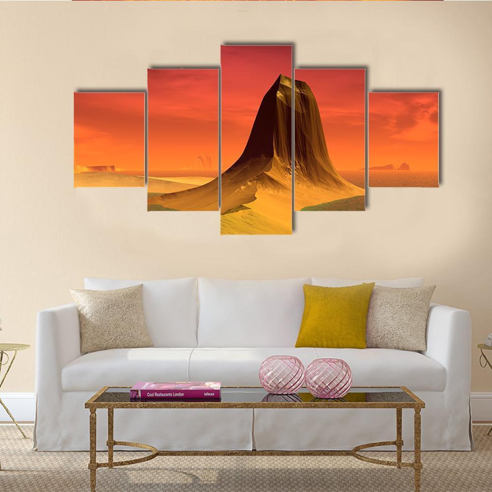 Rock & Lake Canvas Wall Art-5 Star-Gallery Wrap-62" x 32"-Tiaracle