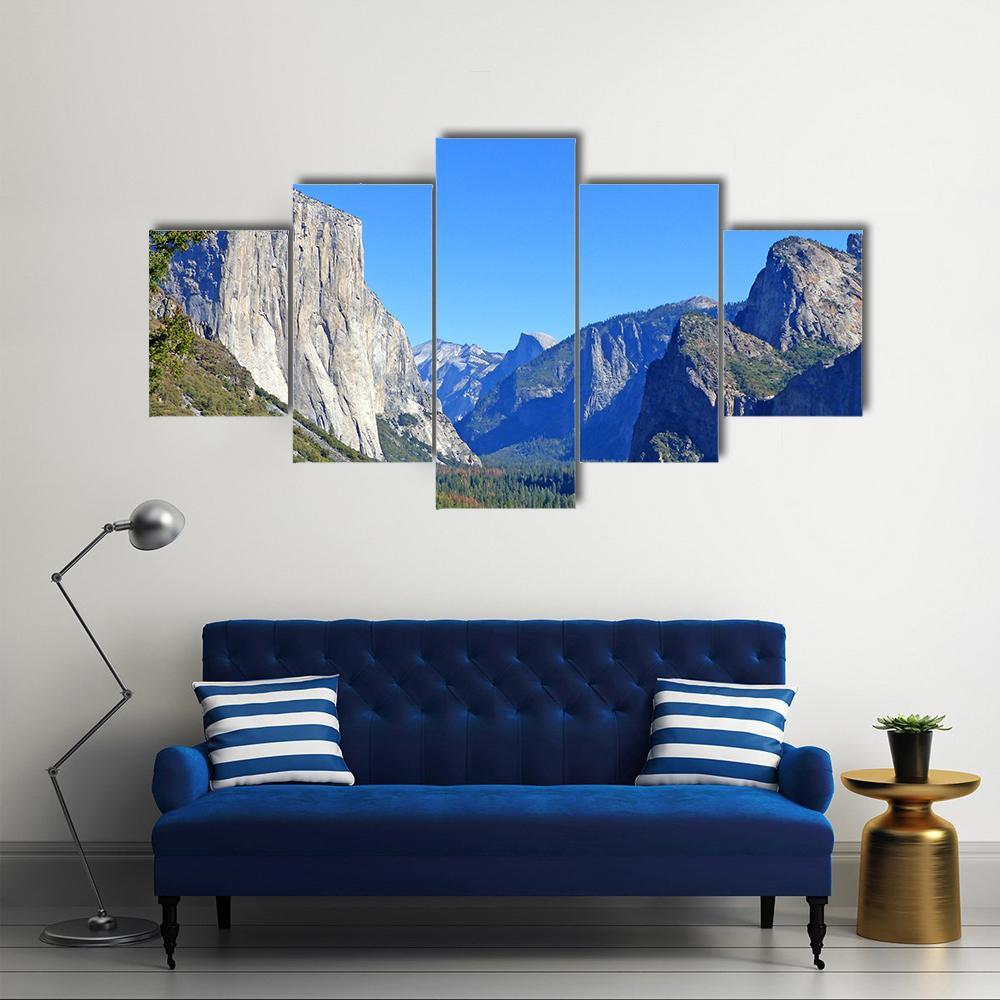 Rock El Capitan In Yosemite National Park Canvas Wall Art-5 Star-Gallery Wrap-62" x 32"-Tiaracle