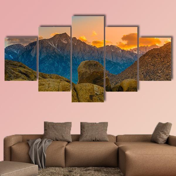 Rock Formations Of Alabama Hills Canvas Wall Art-5 Star-Gallery Wrap-62" x 32"-Tiaracle