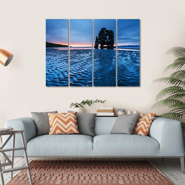 Rock In The Sea In Iceland Canvas Wall Art-4 Horizontal-Gallery Wrap-34" x 24"-Tiaracle