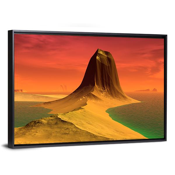 Rock & Lake Canvas Wall Art-5 Horizontal-Gallery Wrap-22" x 12"-Tiaracle