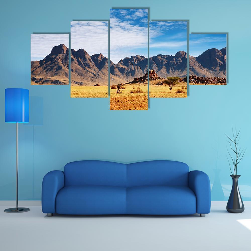 Rocks Of Namib Desert Canvas Wall Art-5 Star-Gallery Wrap-62" x 32"-Tiaracle