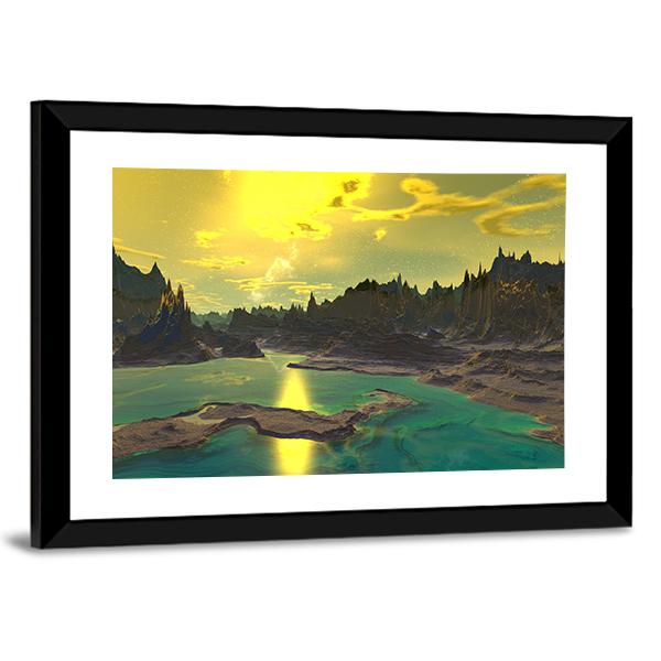 Rocky Alien Planet Canvas Wall Art-3 Horizontal-Gallery Wrap-25" x 16"-Tiaracle