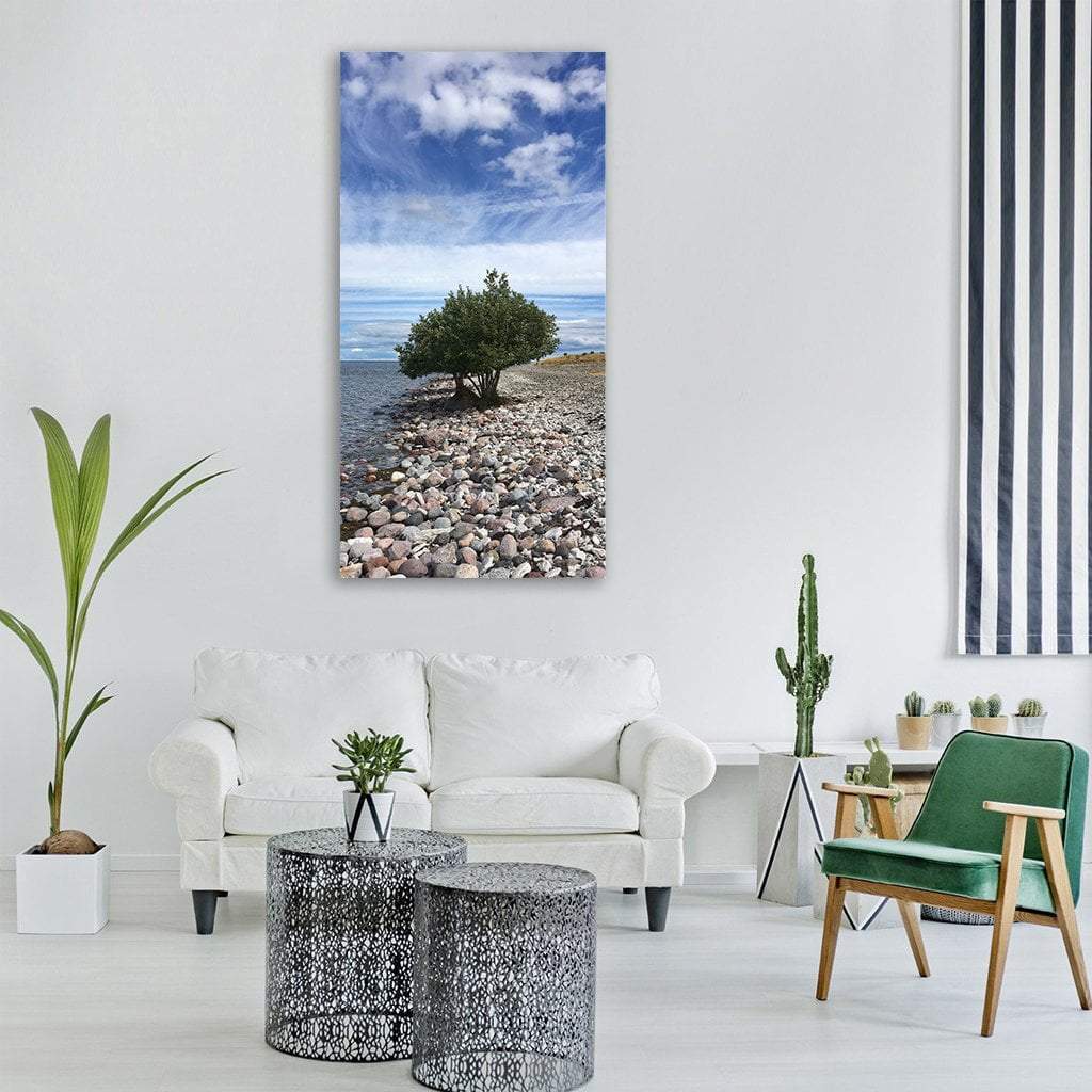 Rocky Beach Landscape Of Sweden Vertical Canvas Wall Art-1 Vertical-Gallery Wrap-12" x 24"-Tiaracle