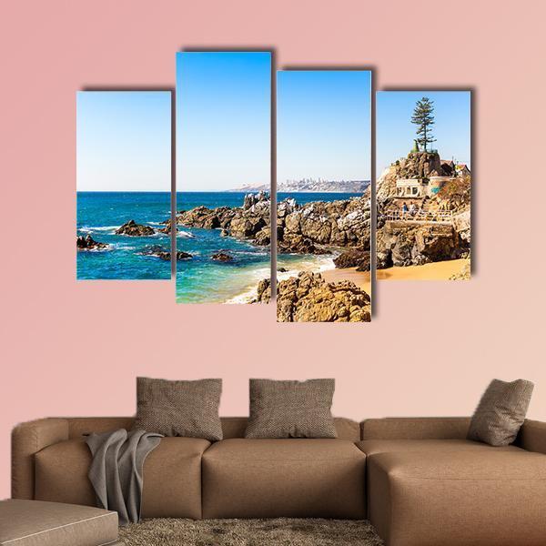 Rocky Beach On Summer Day Canvas Wall Art-4 Pop-Gallery Wrap-50" x 32"-Tiaracle