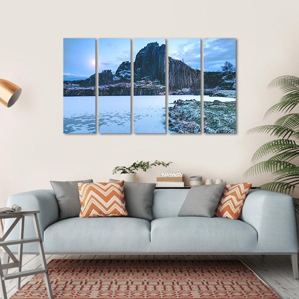Rocky Hill Covered By Snow In Winter Canvas Wall Art-5 Horizontal-Gallery Wrap-22" x 12"-Tiaracle