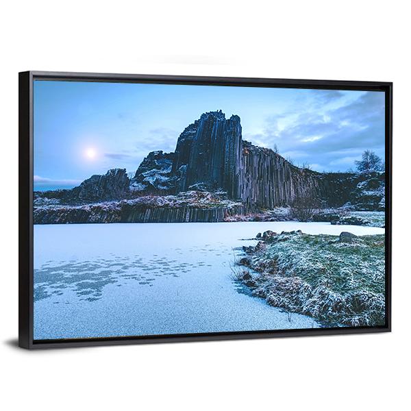 Rocky Hill Covered By Snow In Winter Canvas Wall Art-3 Horizontal-Gallery Wrap-25" x 16"-Tiaracle