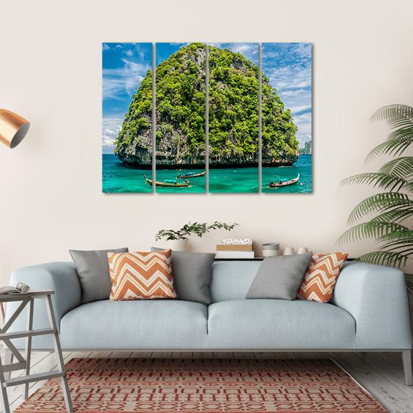 Rocky Island In Thailand Canvas Wall Art-4 Horizontal-Gallery Wrap-34" x 24"-Tiaracle