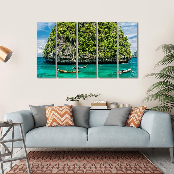 Rocky Island In Thailand Canvas Wall Art-5 Horizontal-Gallery Wrap-22" x 12"-Tiaracle
