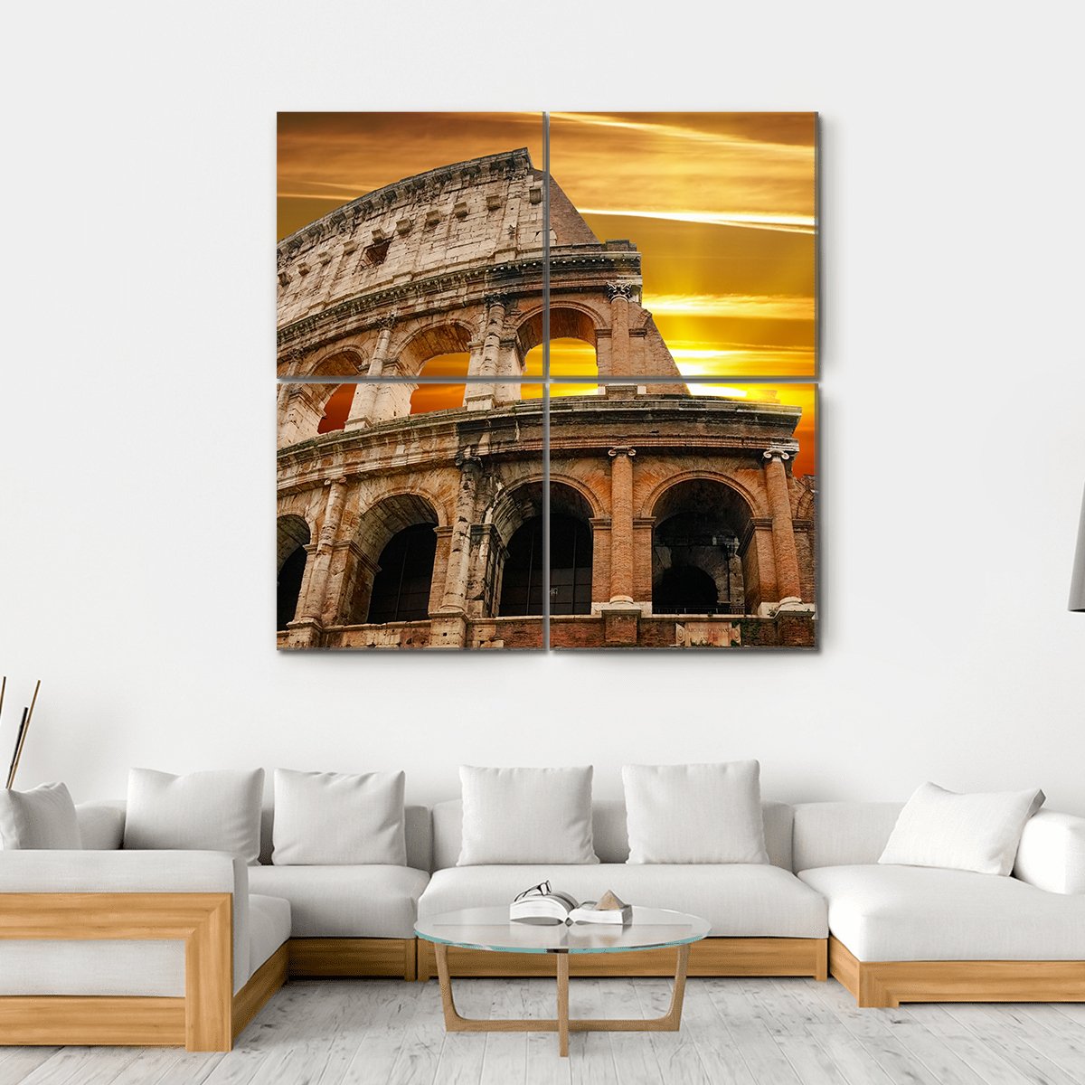 Roman Colosseum At Sunrise Canvas Wall Art-4 Square-Gallery Wrap-17" x 17"-Tiaracle
