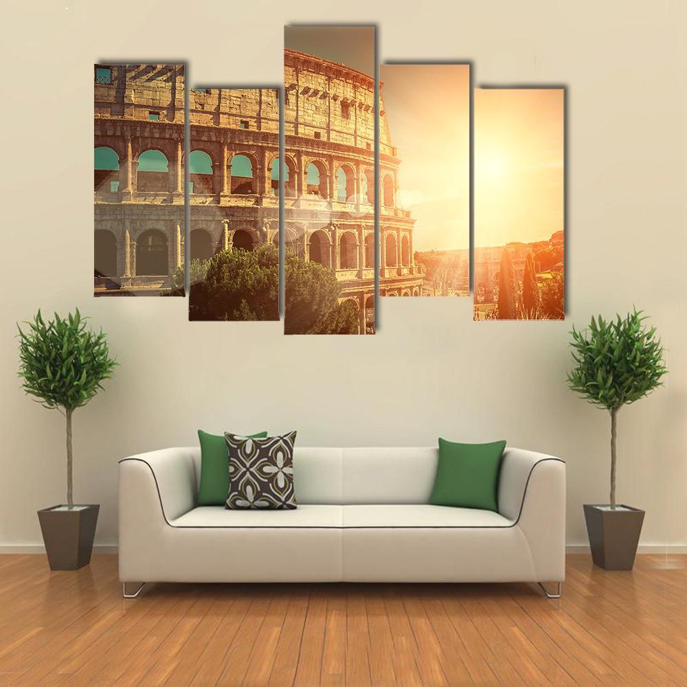 Roman Colosseum Canvas Wall Art-5 Pop-Gallery Wrap-47" x 32"-Tiaracle