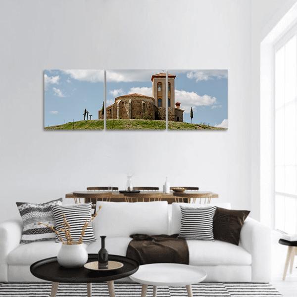 Romanesque Hermitage Of San Cristobal In Spain Panoramic Canvas Wall Art-3 Piece-25" x 08"-Tiaracle