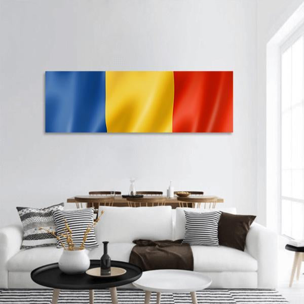 Romania Flag Panoramic Canvas Wall Art-1 Piece-36" x 12"-Tiaracle