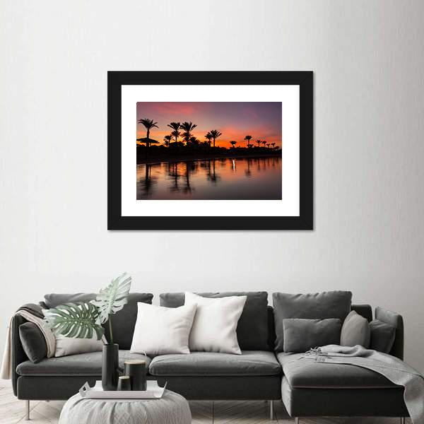 Romantic Sunset Over Sandy Beach Canvas Wall Art-3 Horizontal-Gallery Wrap-25" x 16"-Tiaracle