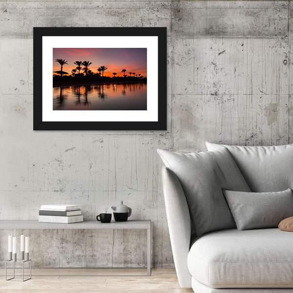 Romantic Sunset Over Sandy Beach Canvas Wall Art-3 Horizontal-Gallery Wrap-25" x 16"-Tiaracle