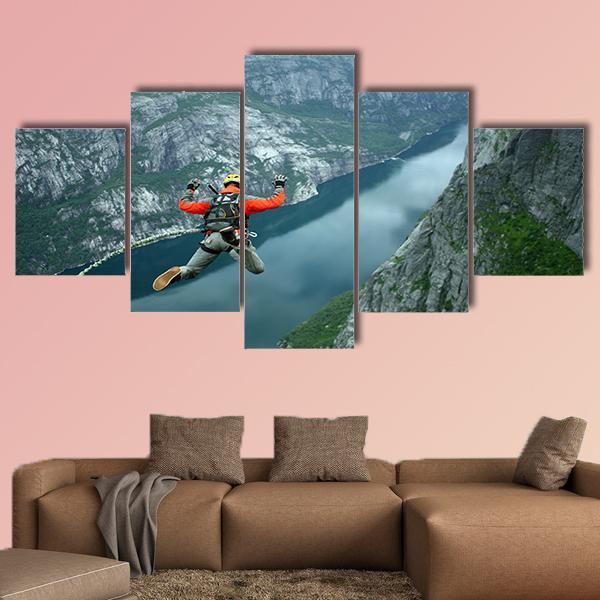 Rope Jumping Canvas Wall Art-5 Star-Gallery Wrap-62" x 32"-Tiaracle