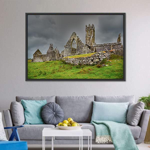 Ross Friary In Summer Canvas Wall Art-1 Piece-Floating Frame-24" x 16"-Tiaracle