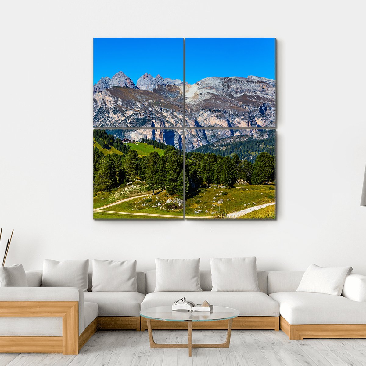 Route In Italian Dolomites Canvas Wall Art-4 Square-Gallery Wrap-17" x 17"-Tiaracle