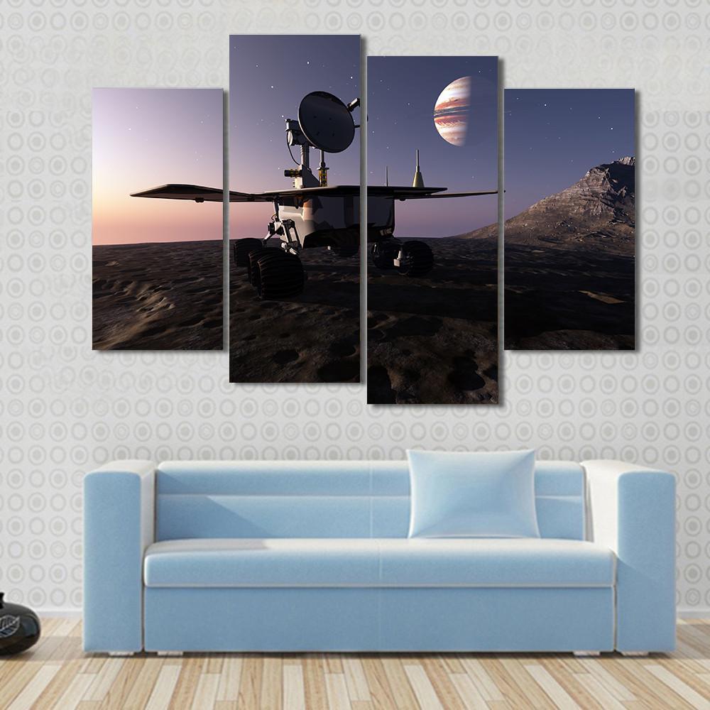 Rover On Jupiter Moon Canvas Wall Art-4 Pop-Gallery Wrap-50" x 32"-Tiaracle
